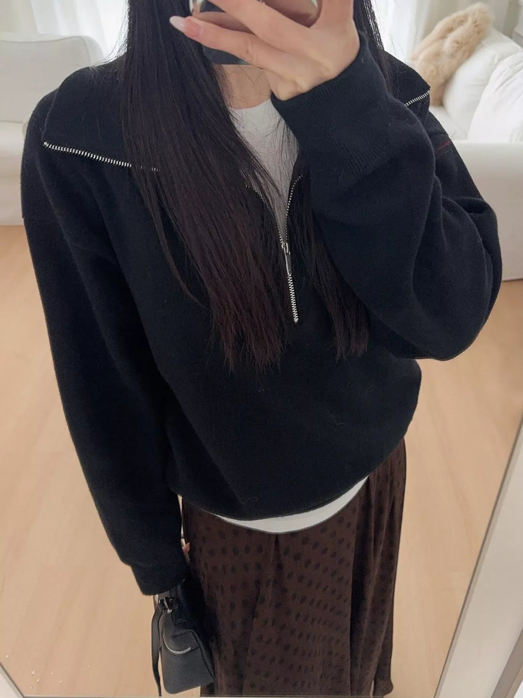 Half-Zip Dropped Shoulder Sweater