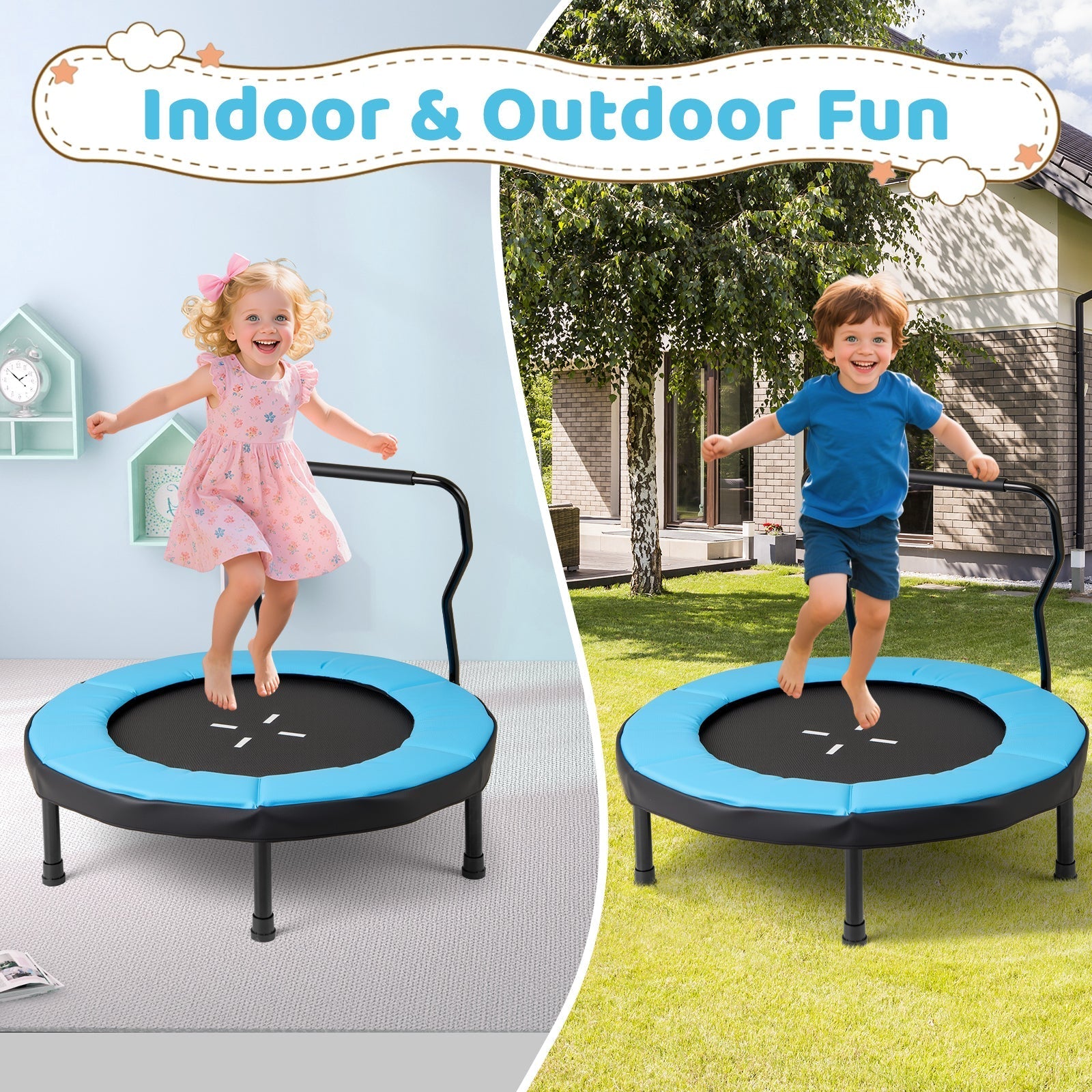 40 Inch Trampoline for Kids Indoor Outdoor Fitness Trampoline