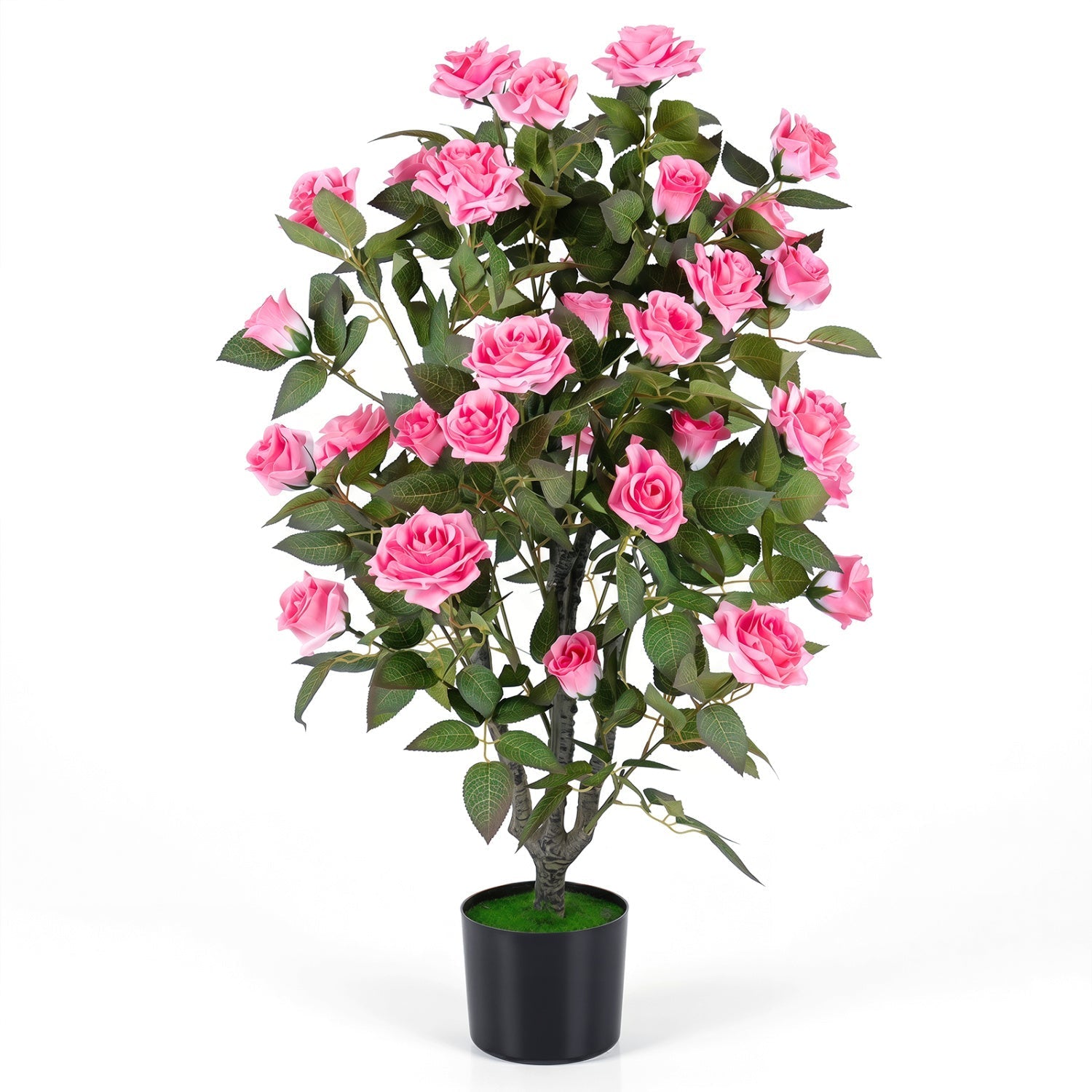 35.5" Artificial Rose Tree with Blooming Flowers in Pot