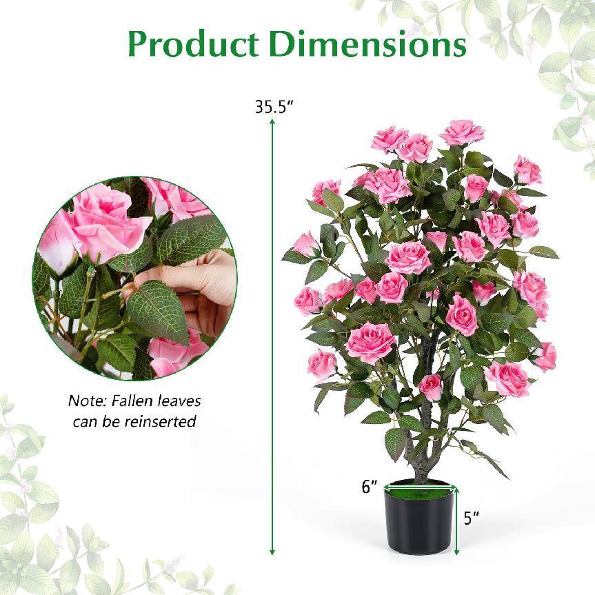 35.5" Artificial Rose Tree with Blooming Flowers in Pot