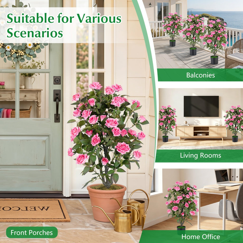 35.5" Artificial Rose Tree with Blooming Flowers in Pot