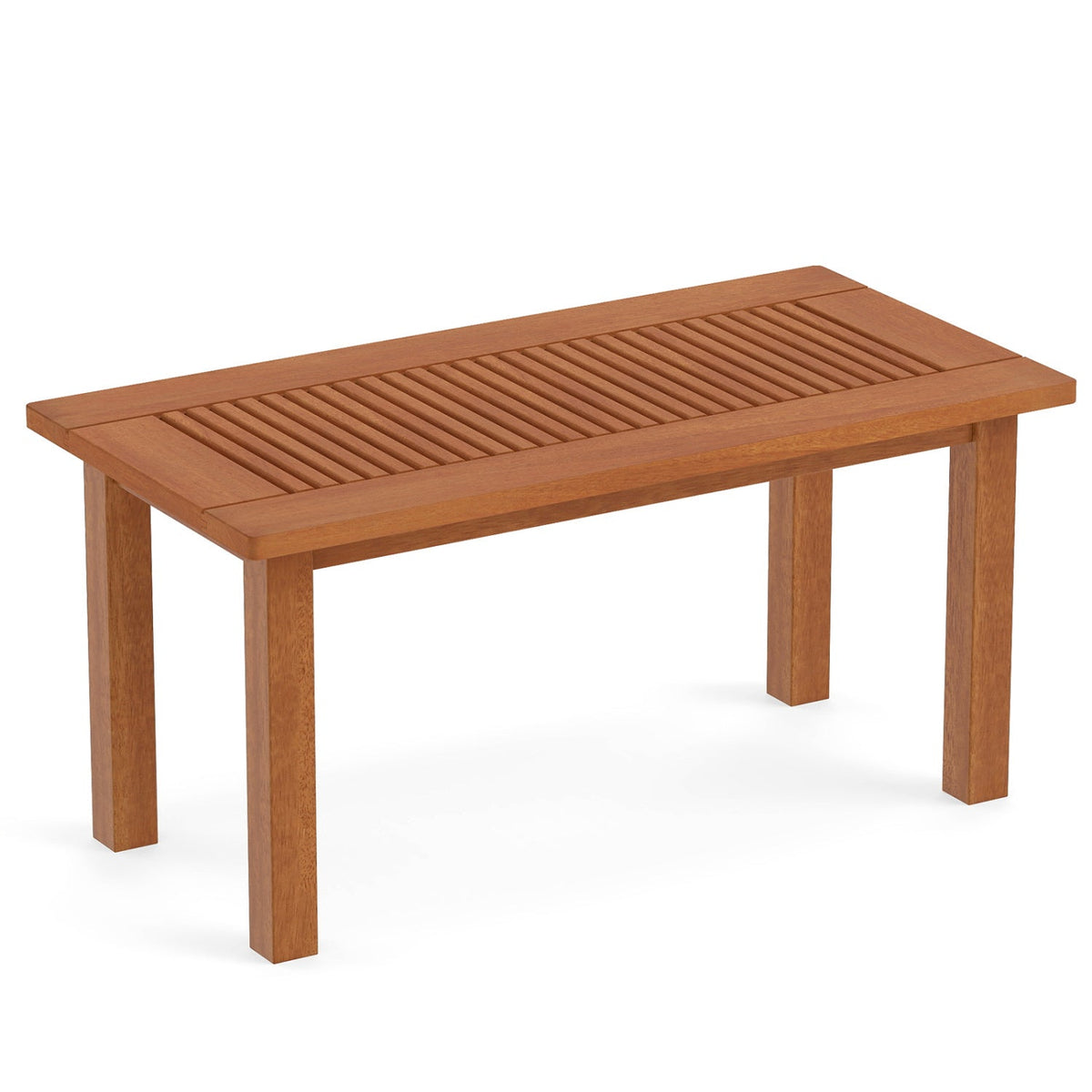 Rectangular Outdoor Coffee Table with Slatted Hardwood Top