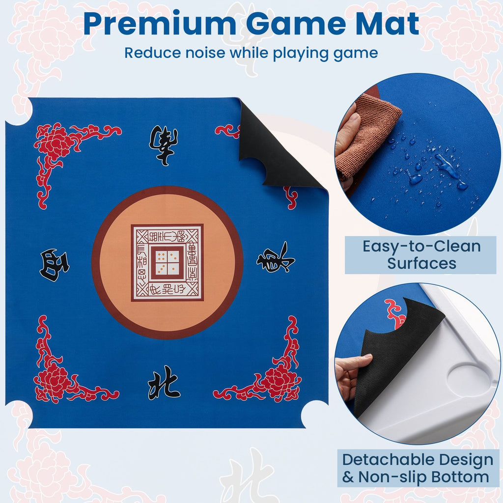 35 Inch 4 Player Game Card Folding Mahjong Table with Cup Holders