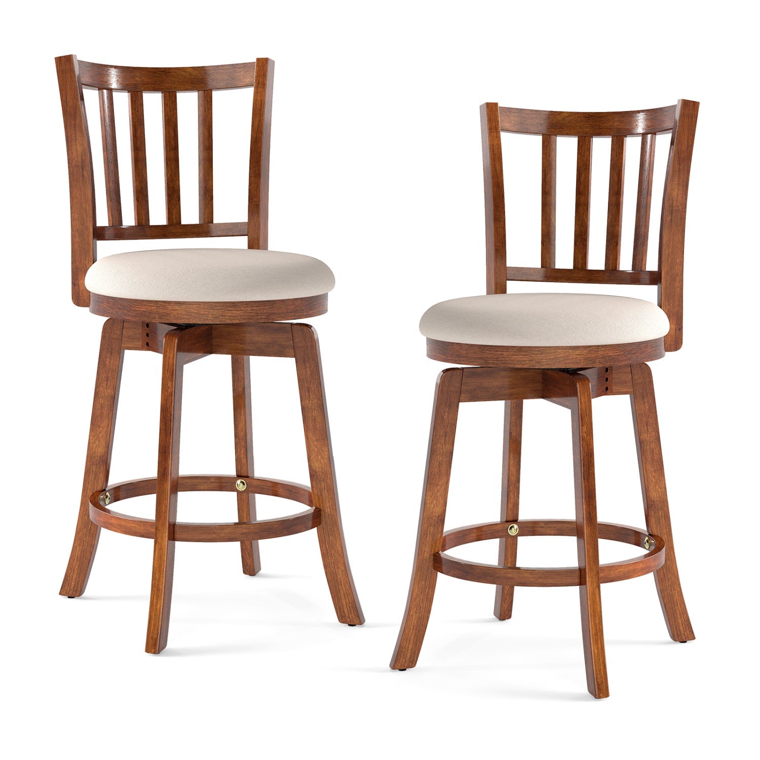 360¬∞ Rotating Counter Height Chairs Set of 2 with Upholstered Seat and Backrest