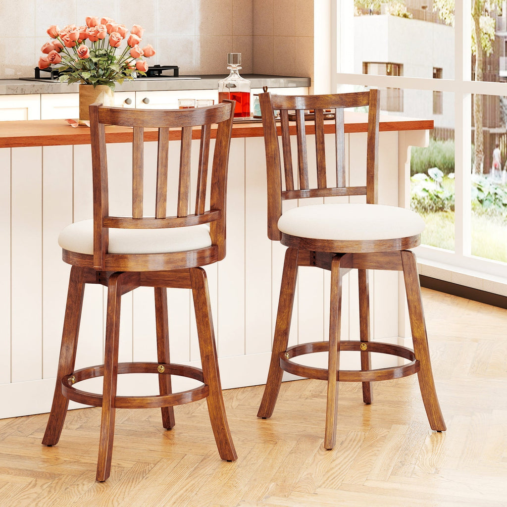 360¬∞ Rotating Counter Height Chairs Set of 2 with Upholstered Seat and Backrest