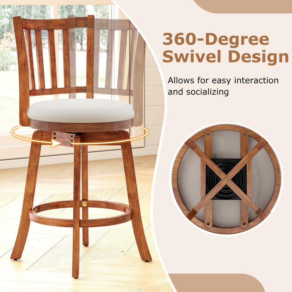360¬∞ Rotating Counter Height Chairs Set of 2 with Upholstered Seat and Backrest
