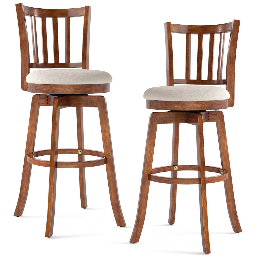 360¬∞ Rotating Counter Height Chairs Set of 2 with Upholstered Seat and Backrest
