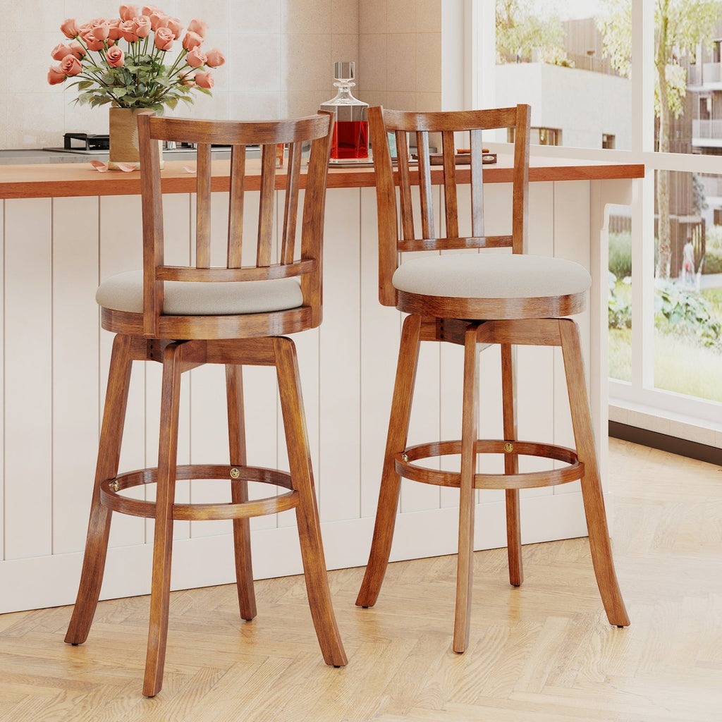 360¬∞ Rotating Counter Height Chairs Set of 2 with Upholstered Seat and Backrest