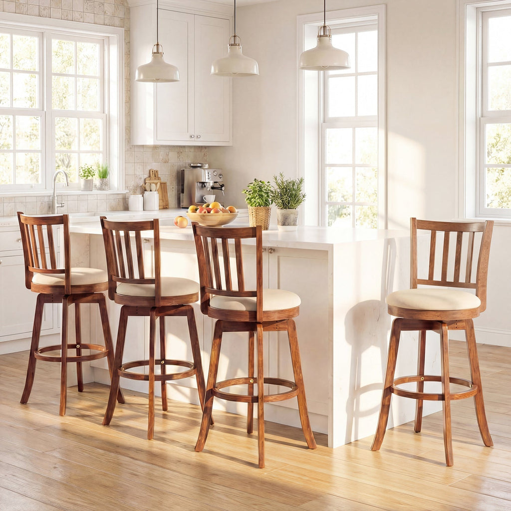 360¬∞ Rotating Counter Height Chairs Set of 2 with Upholstered Seat and Backrest