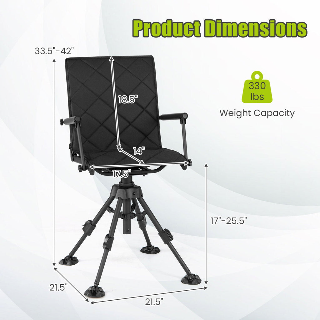 360° Swivel Hunting Seat with 5-Level Adjustable Height
