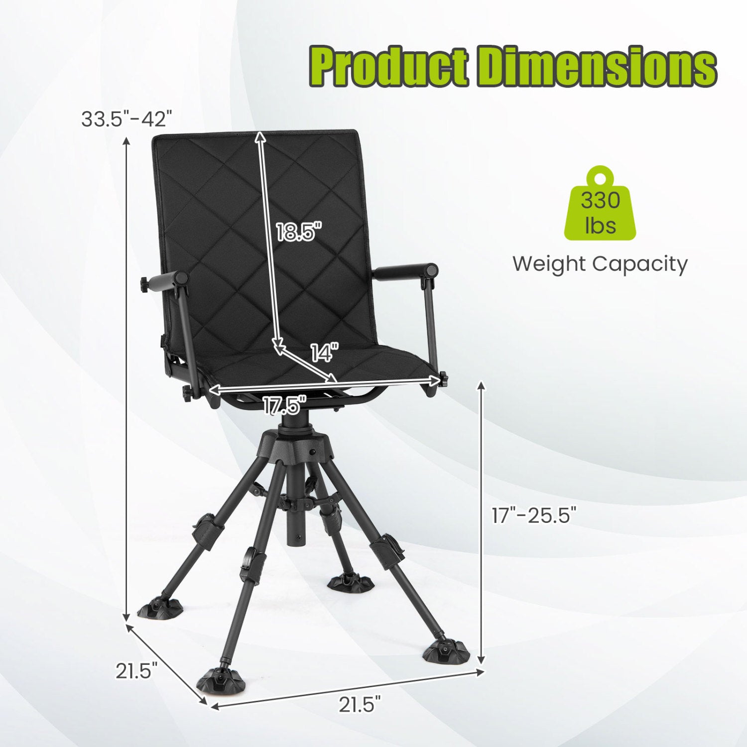 360° Swivel Hunting Seat with 5-Level Adjustable Height