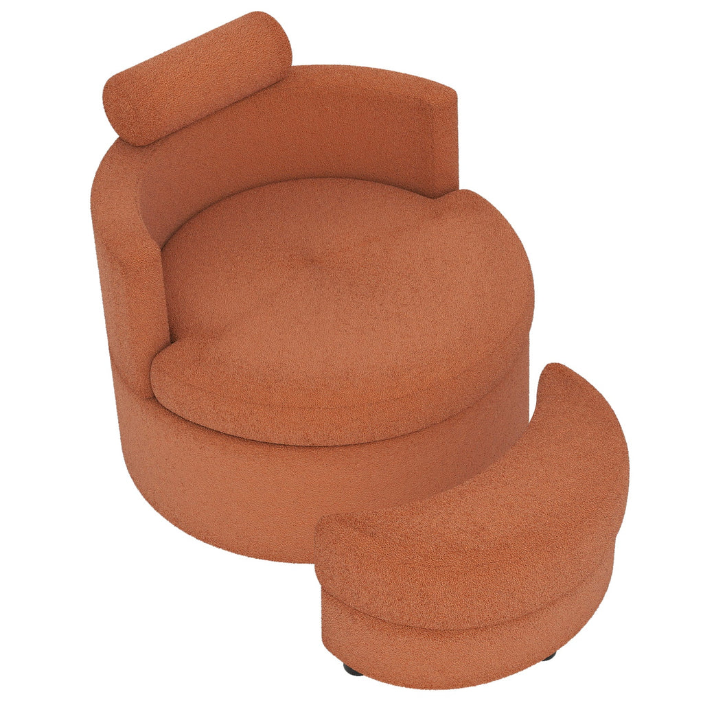 360¬∞ Swivel Accent Chair with Half Moon Storage Ottoman