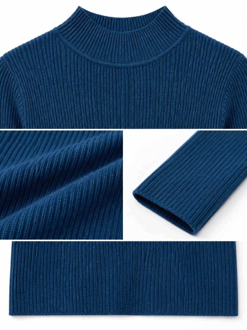 Elegant Slim-Fit Ribbed Mock Neck Knit Top