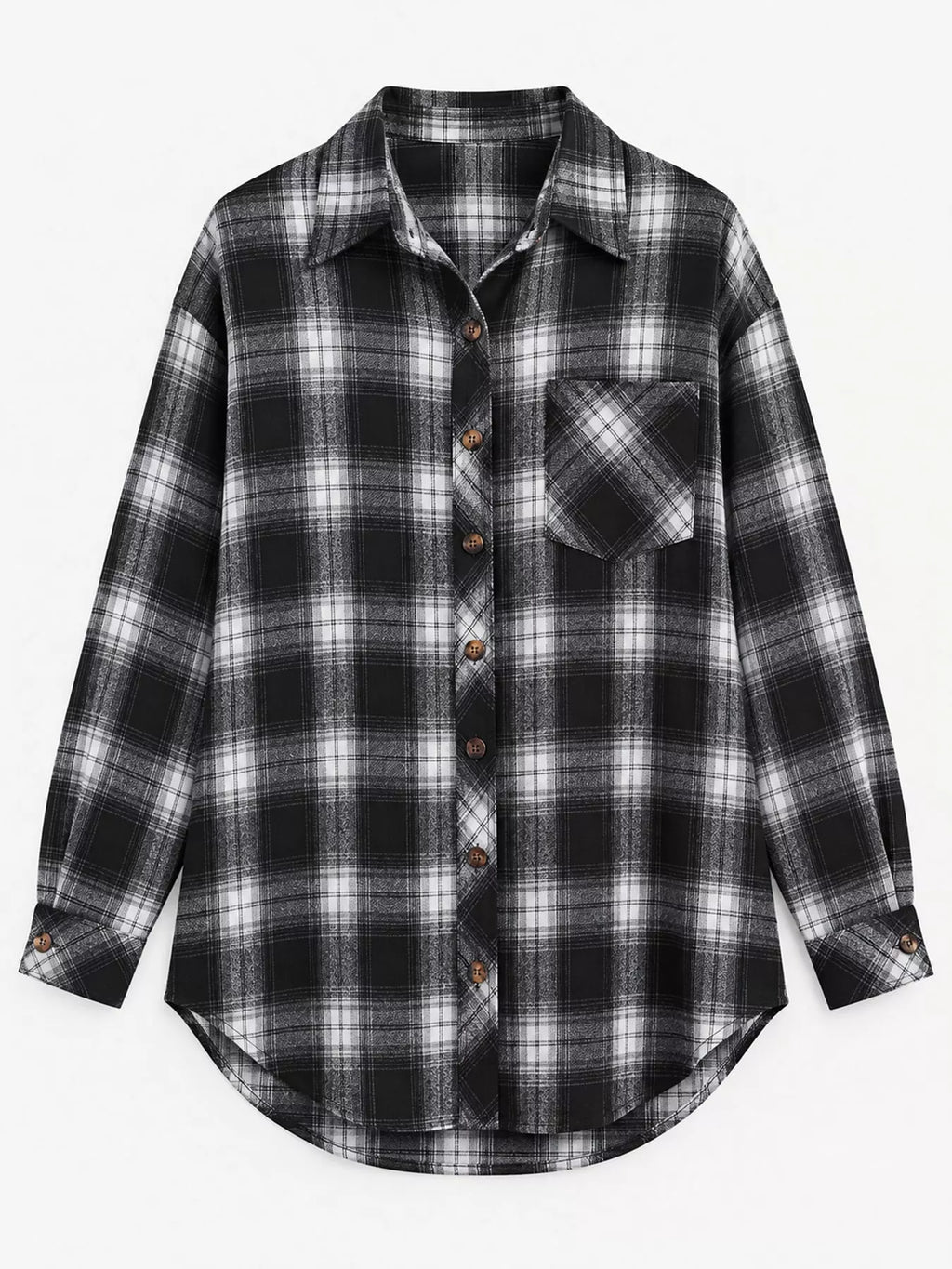 Plaid Button-Down Oversized Shirt