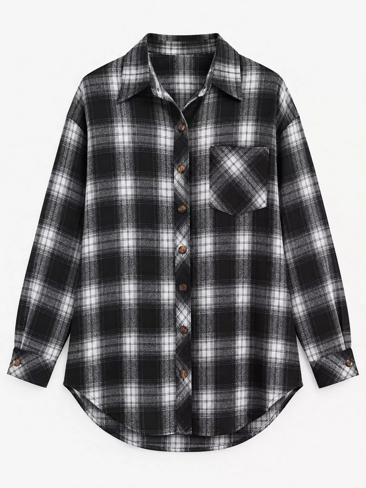 Plaid Button-Down Oversized Shirt