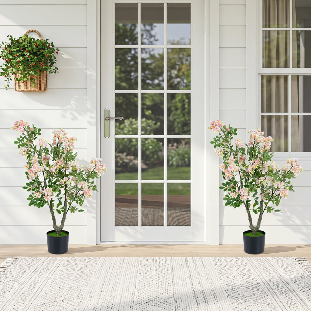 Artificial Impatiens Tree 36" with Flowers and Fruits - Pink