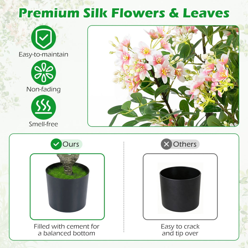 Artificial Impatiens Tree 36" with Flowers and Fruits - Pink