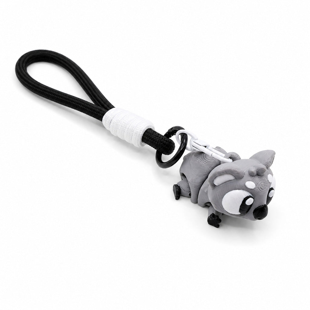 3D Printed Animal Keychain, Articulated Panda Raccoon Koala Bag Charm With Wrist Strap, Cute Portable Backpack Pendant Gift
