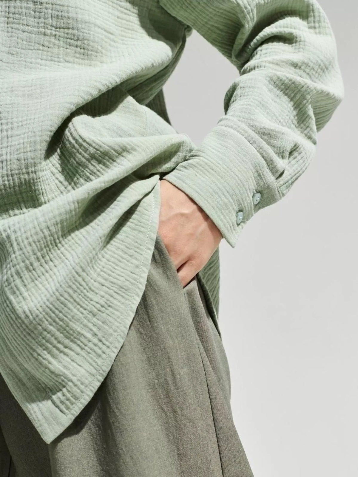 Textured Gauze Button-Down Shirt