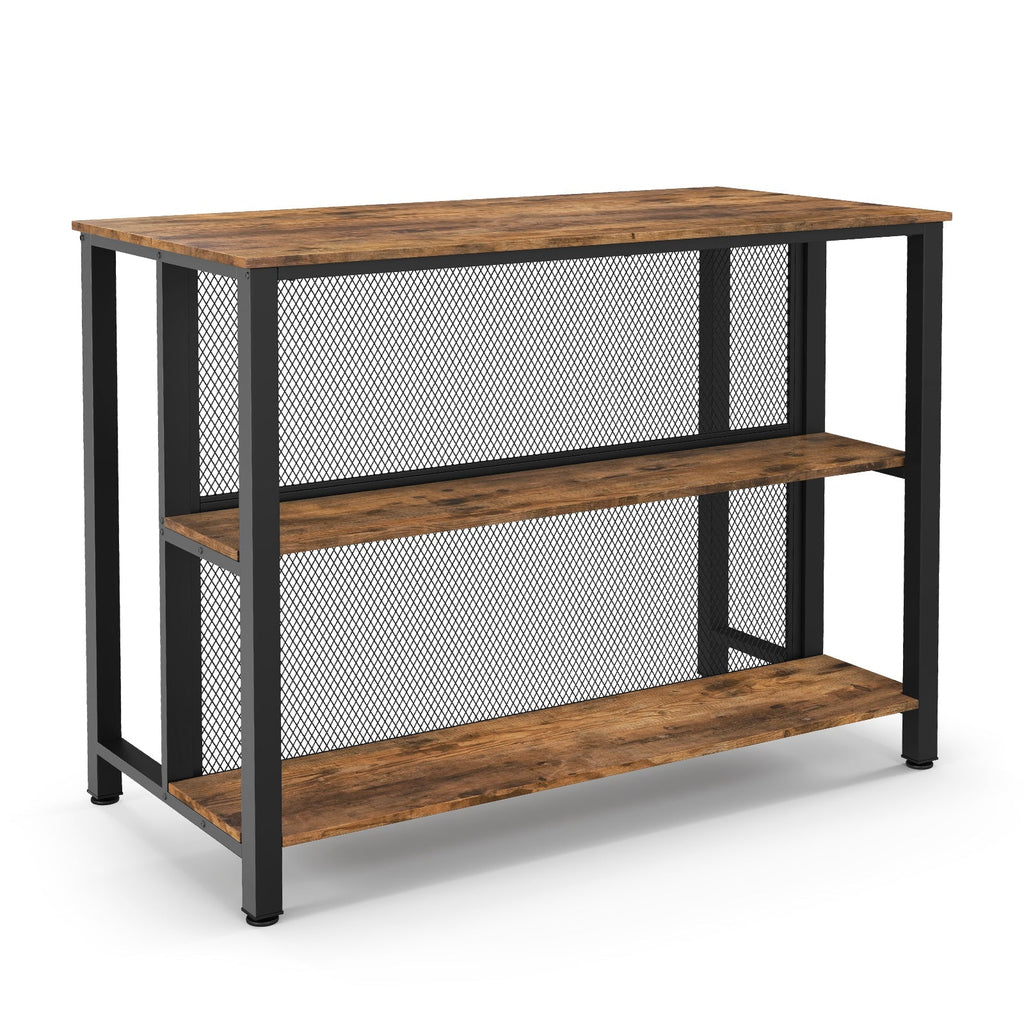 36 Inch 3-Tier Bar Table with Storage Metal Frame Adjustable Foot Pads for Dining Room