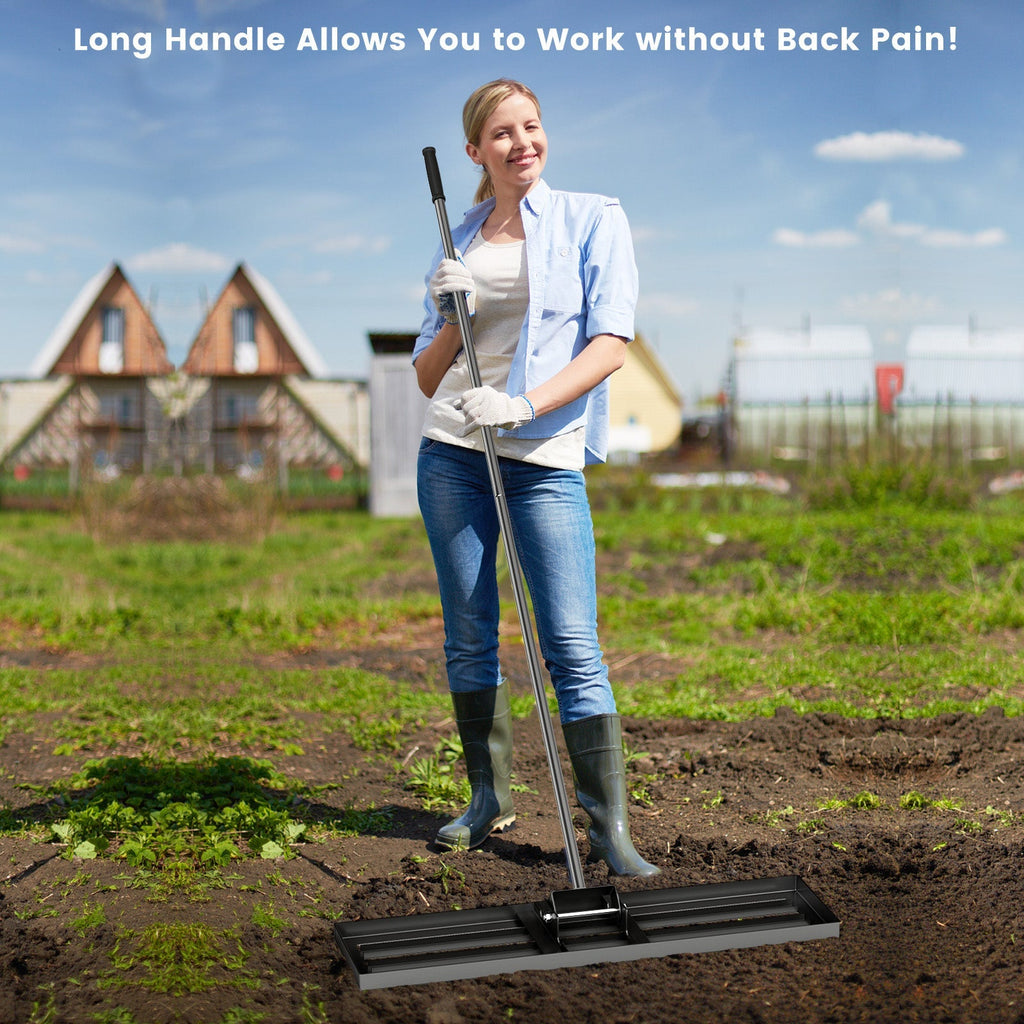 36 x 10 Inch Lawn Leveling Rake with Ergonomic Handle