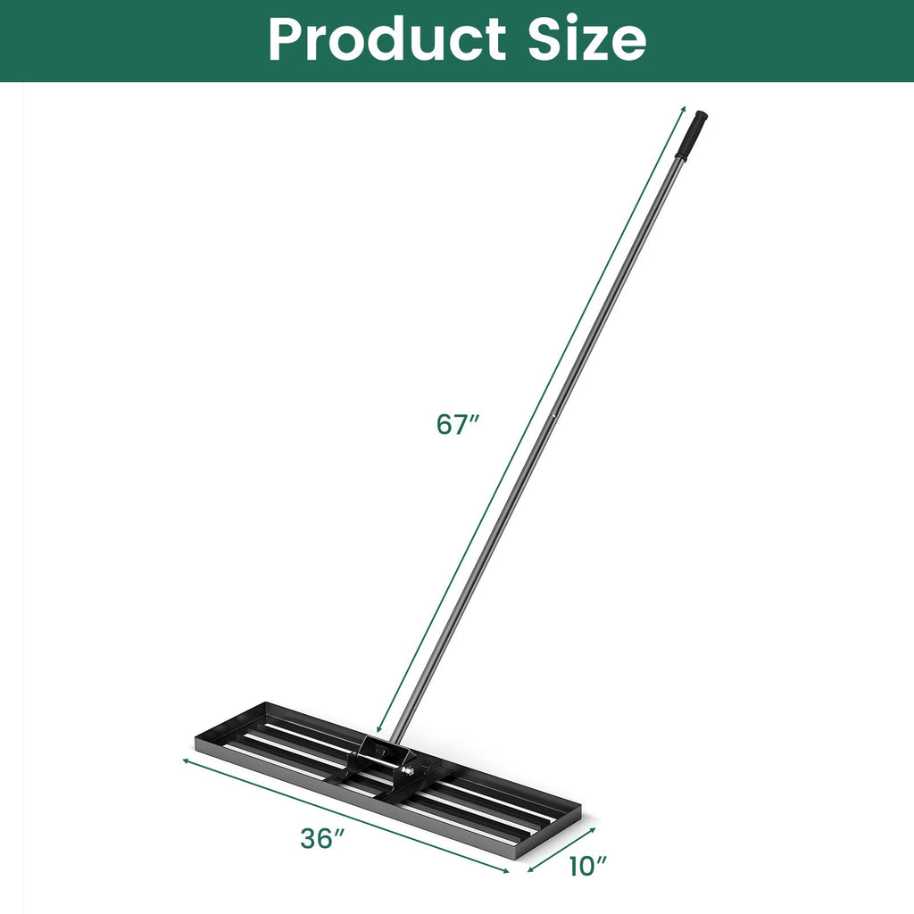 36 x 10 Inch Lawn Leveling Rake with Ergonomic Handle
