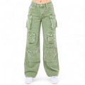 Multi Pockets Denim Wide Leg Cargo Pants-RJH30564