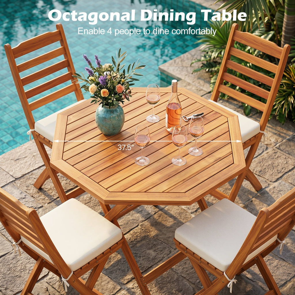 Octagonal Folding Patio Dining Table - Acacia Wood