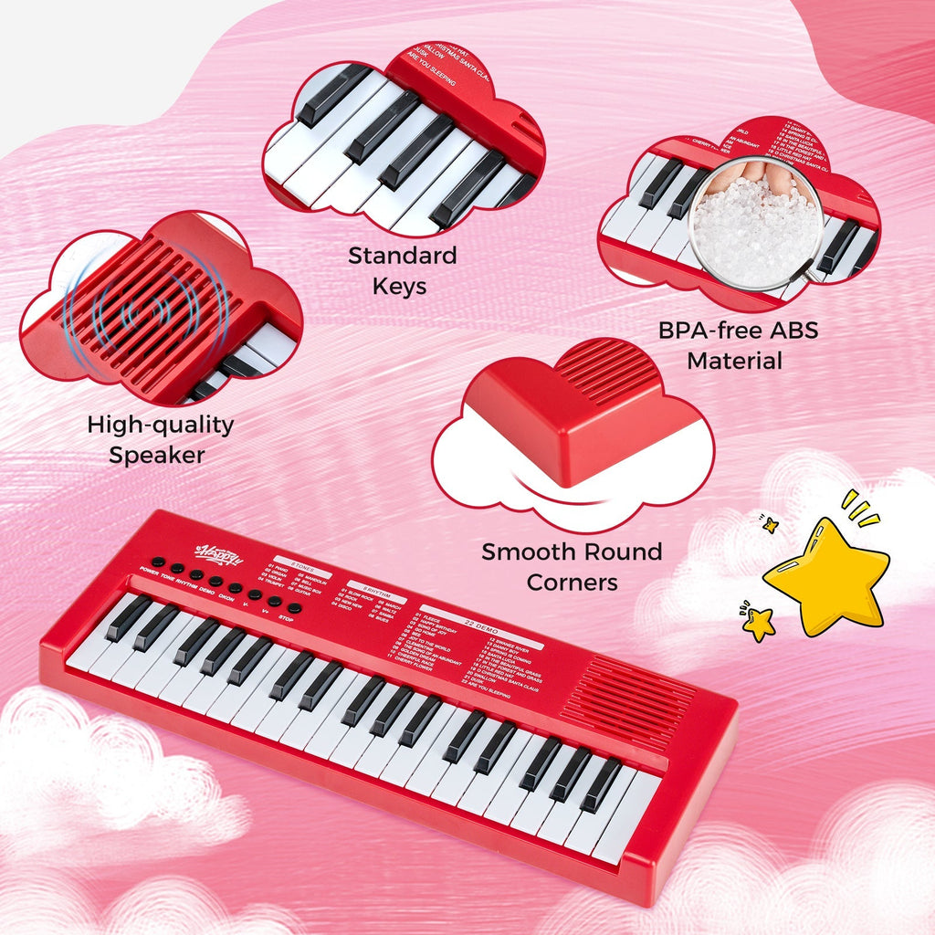 37 Keys Kids Piano Keyboard with 8 Rhythms and Microphone
