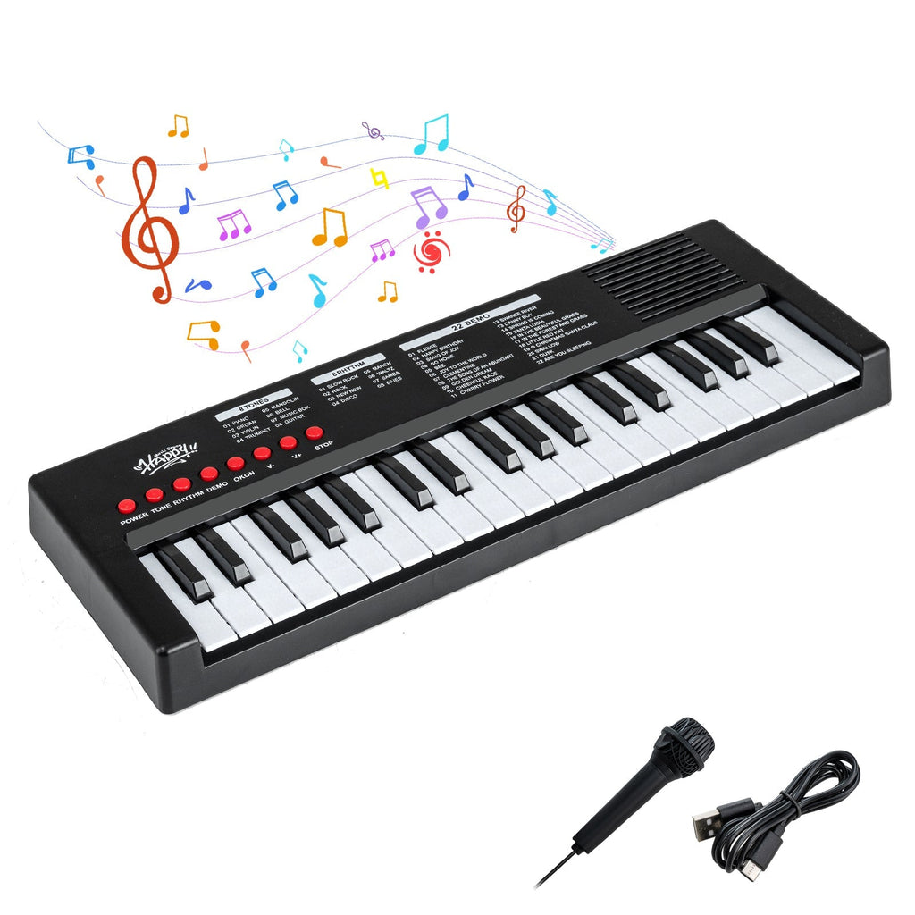 37 Keys Kids Piano Keyboard with 8 Rhythms and Microphone