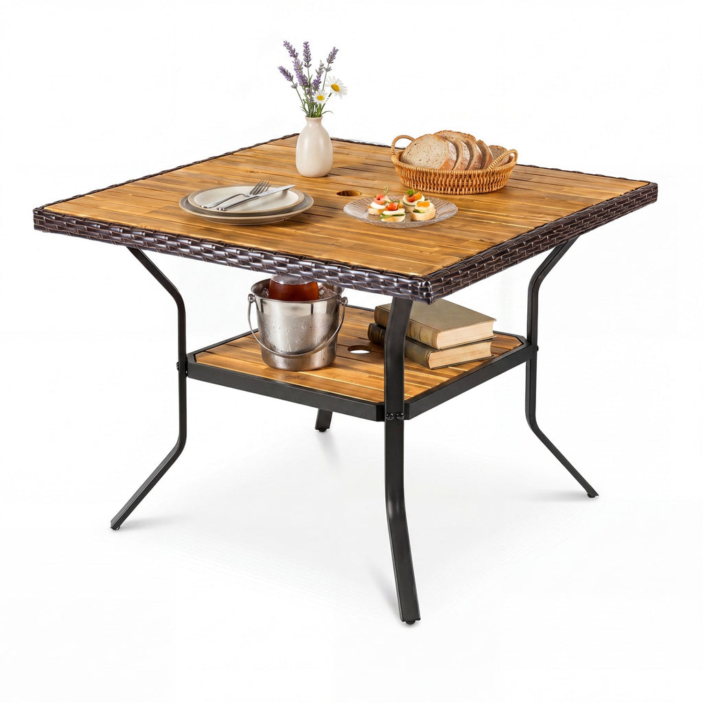 37" Square Outdoor Dining Table with Acacia Wood Top
