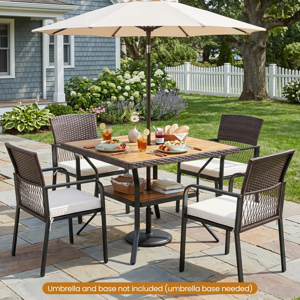 37" Square Outdoor Dining Table with Acacia Wood Top