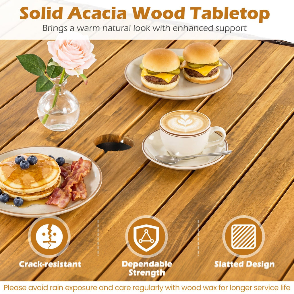 37" Square Outdoor Dining Table with Acacia Wood Top