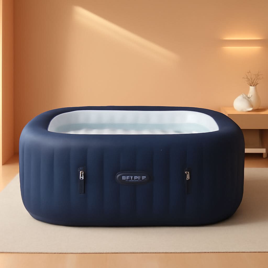 Blue 6 Person Inflatable Hot Tub Square With 140 Jets