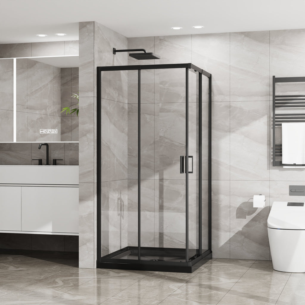 36" x 36" x 72" Corner Sliding Shower Door with Tempered Glass