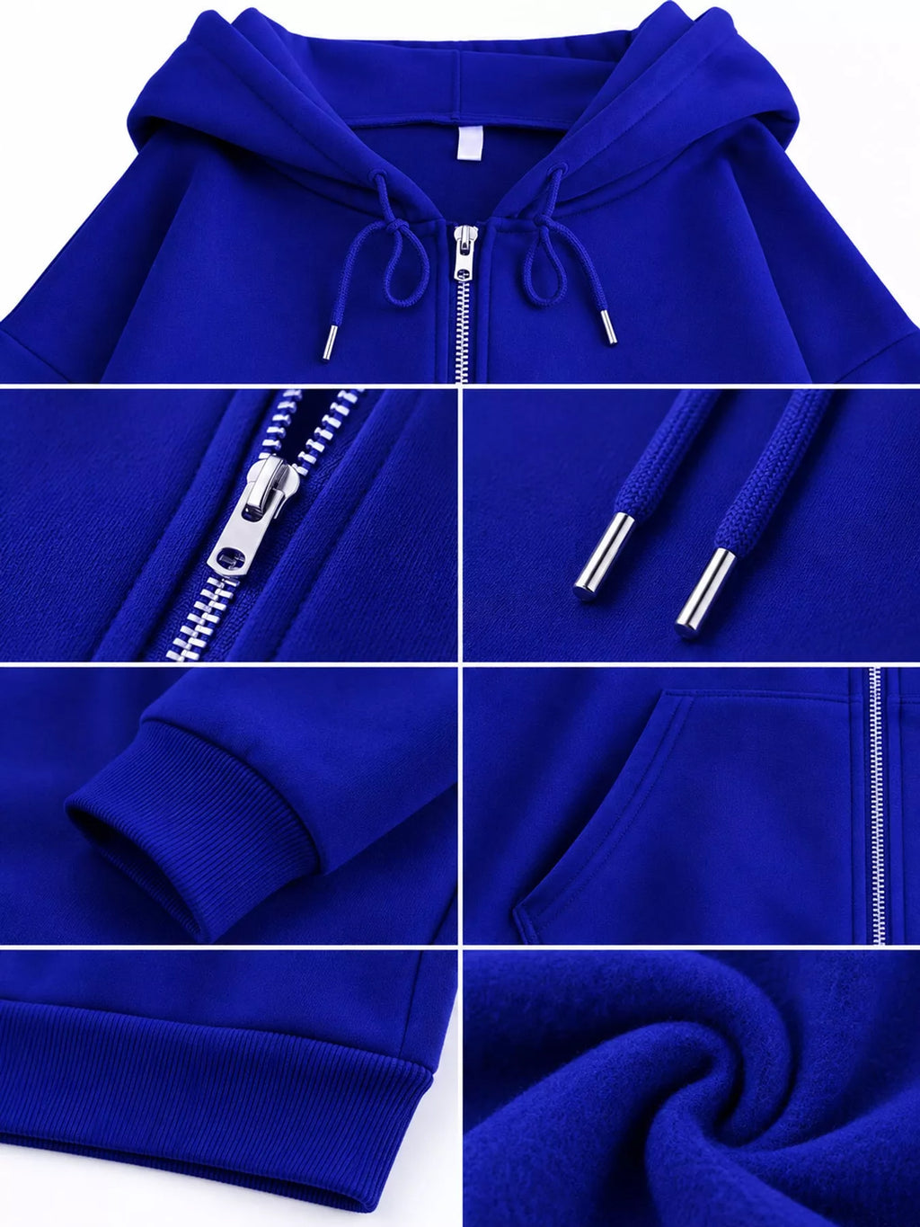 Full Size Oversized Solid Zip-Up Hoodie with Drawstring Plus Size