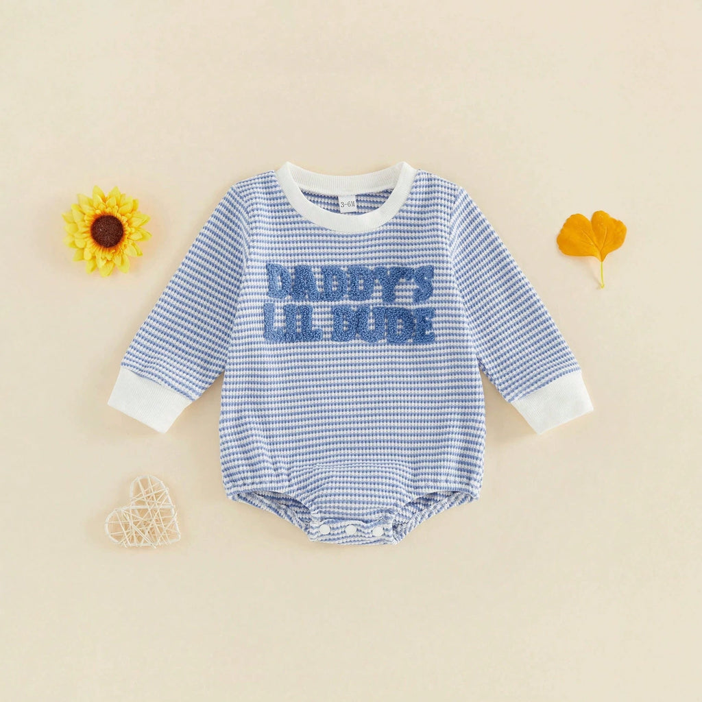 Letter Towel Embroidery Striped Romper