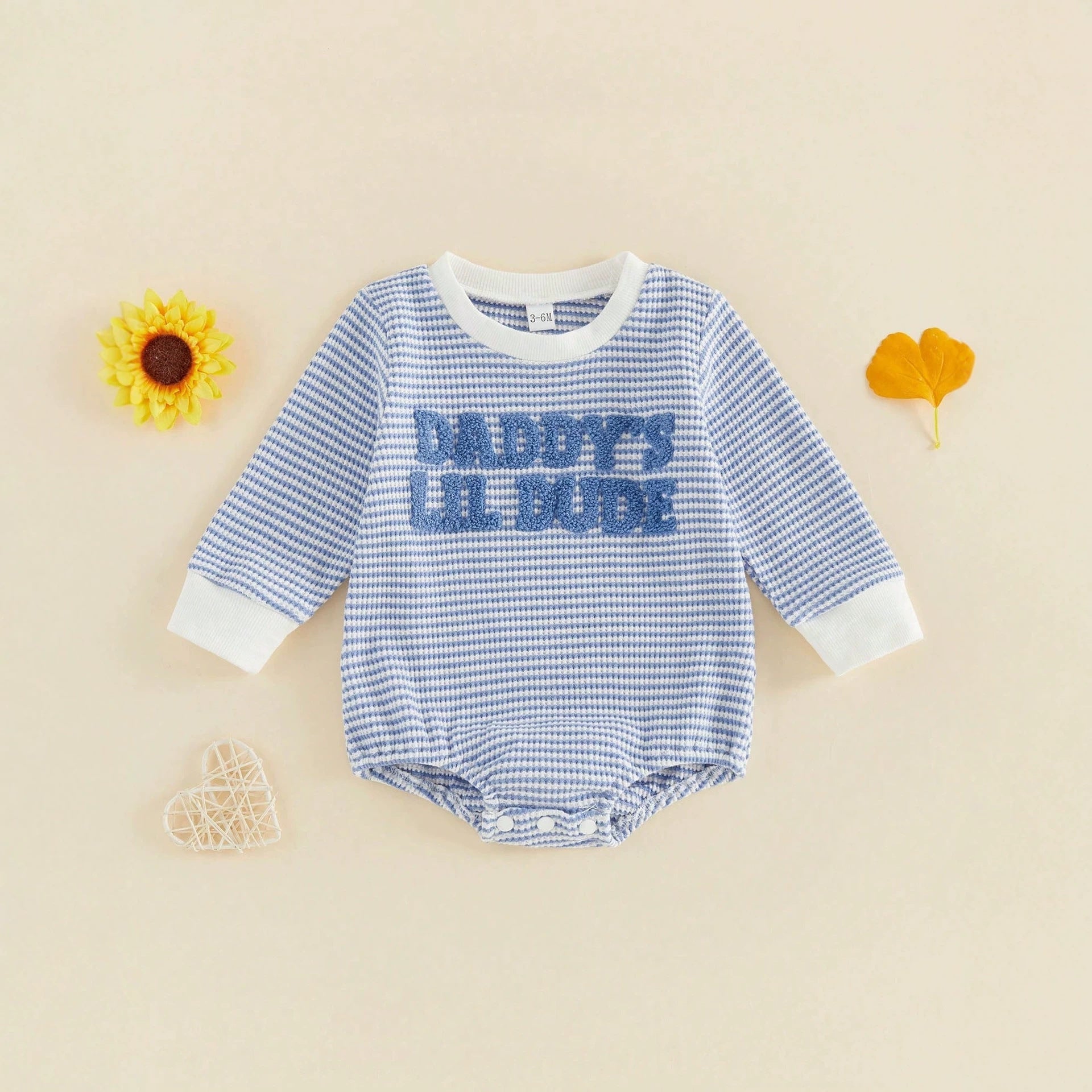 Letter Towel Embroidery Striped Romper