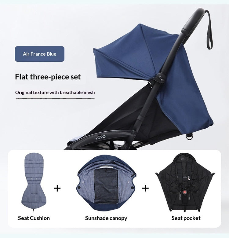 Stroller Flat-recline Three-piece Set Canopy And Seat Pad