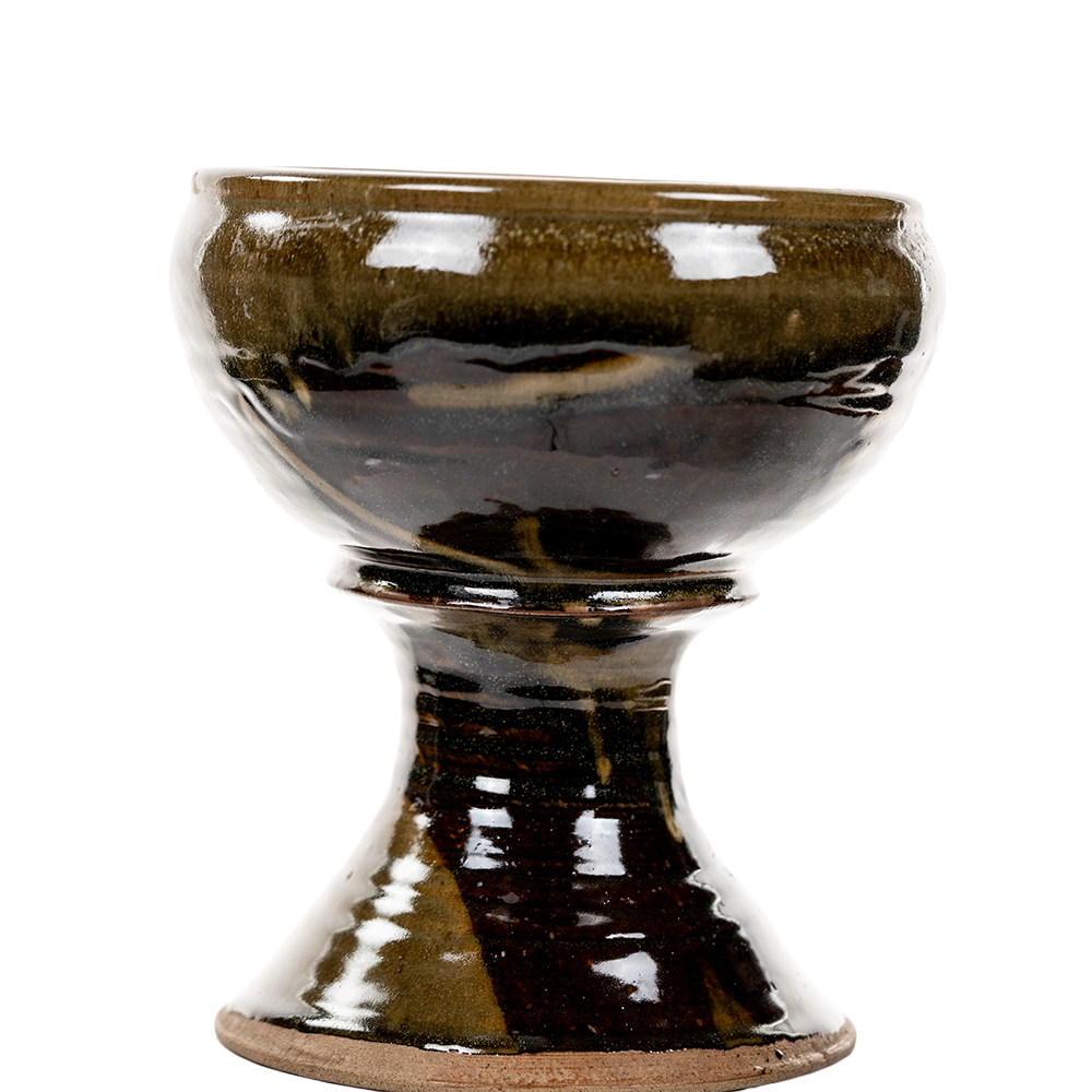 Handcrafted Stoneware Pedestal Bowl – Mid‑Century Glazed Accent
