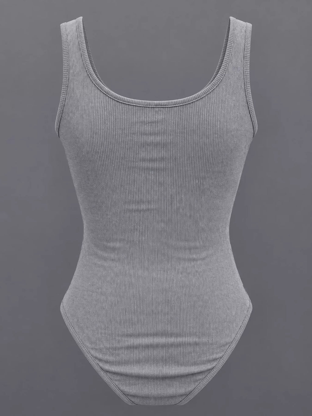 Full Size Ribbed Knit Sleeveless Scoop Neck Bodysuit Plus Size