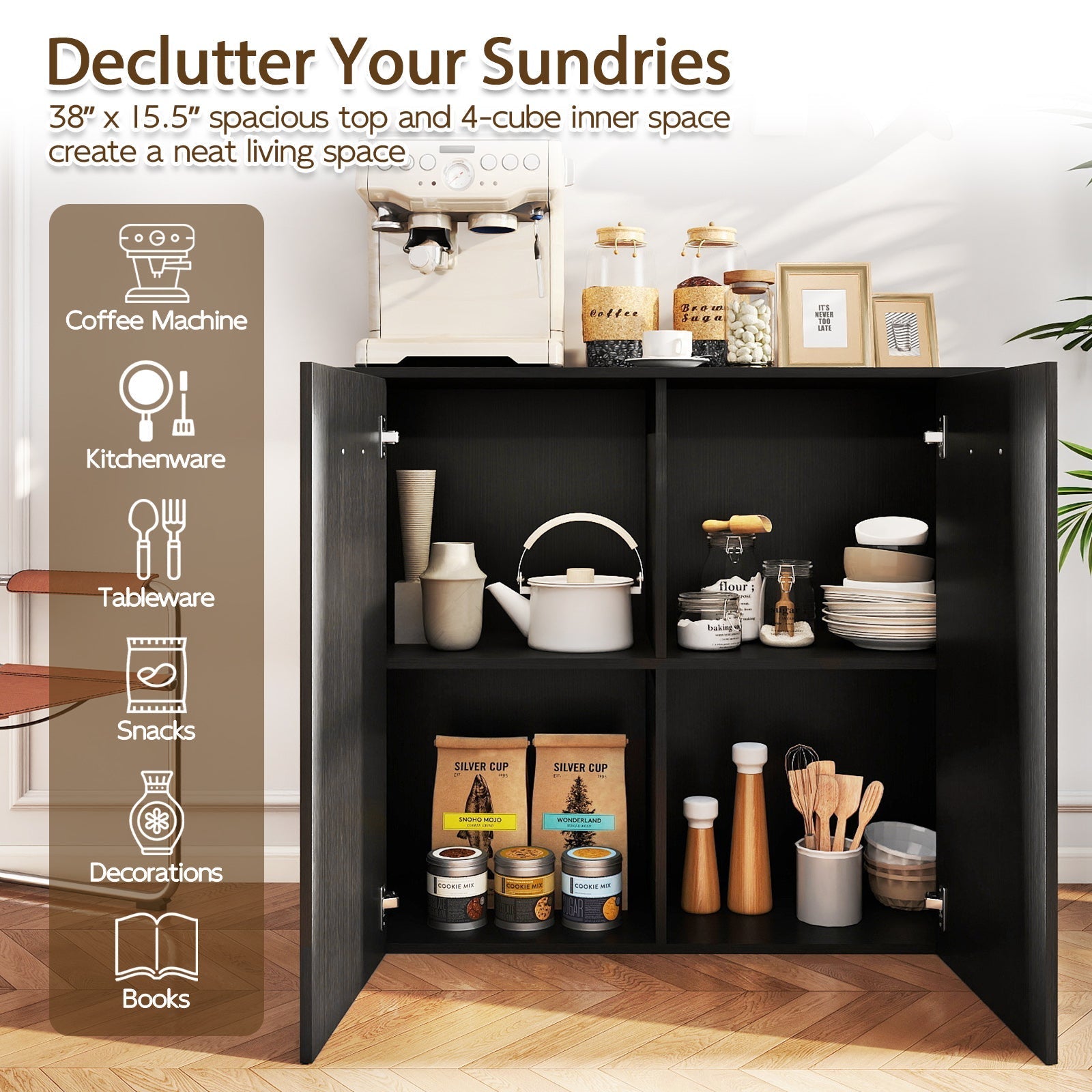 38" Buffet Modern Sideboard Cabinet with Storage