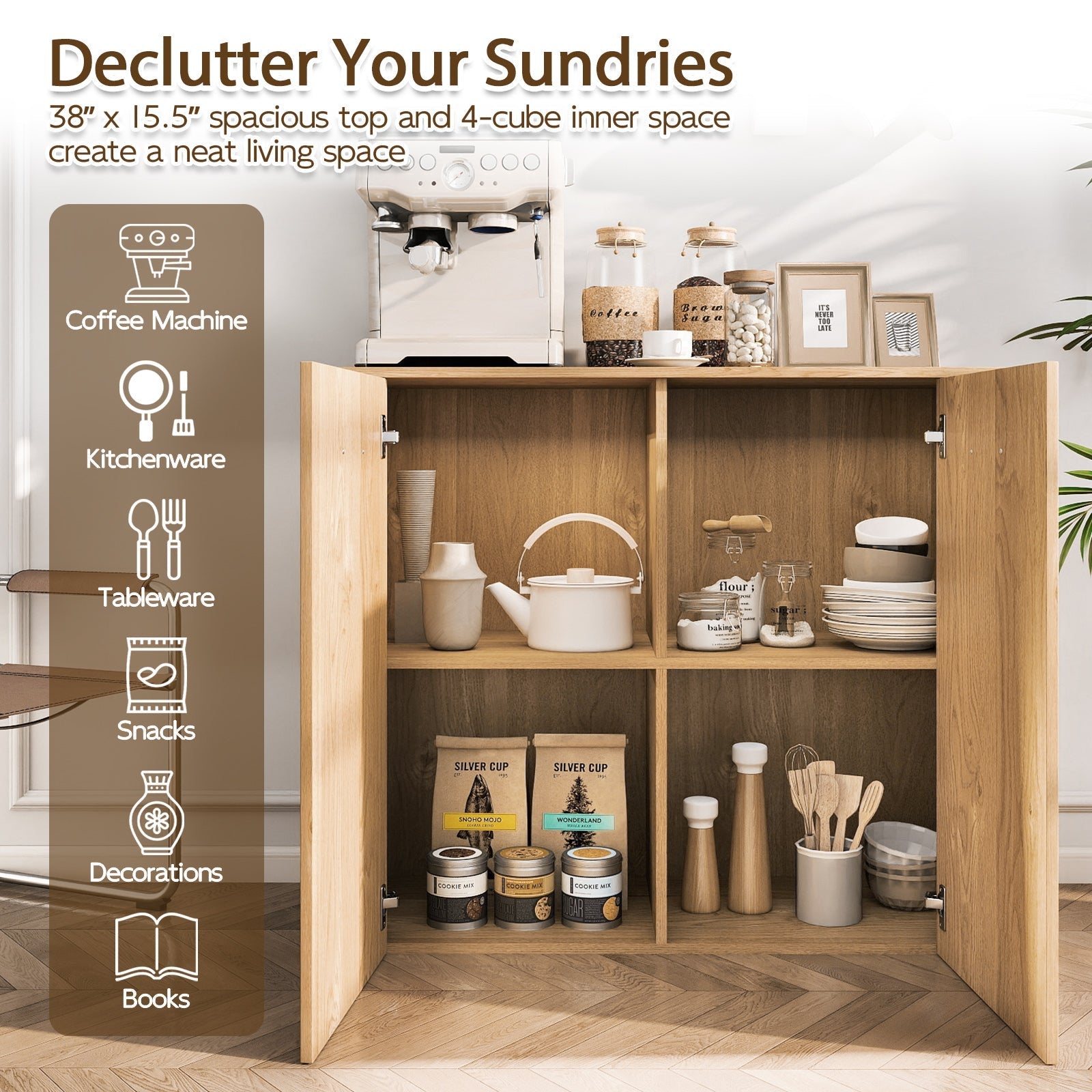 38" Buffet Modern Sideboard Cabinet with Storage