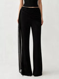 Draped Mesh Flare Pants