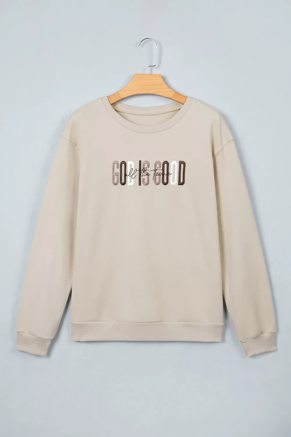 God Is Good Letter Graphic Crew Neck Sweatshirt
