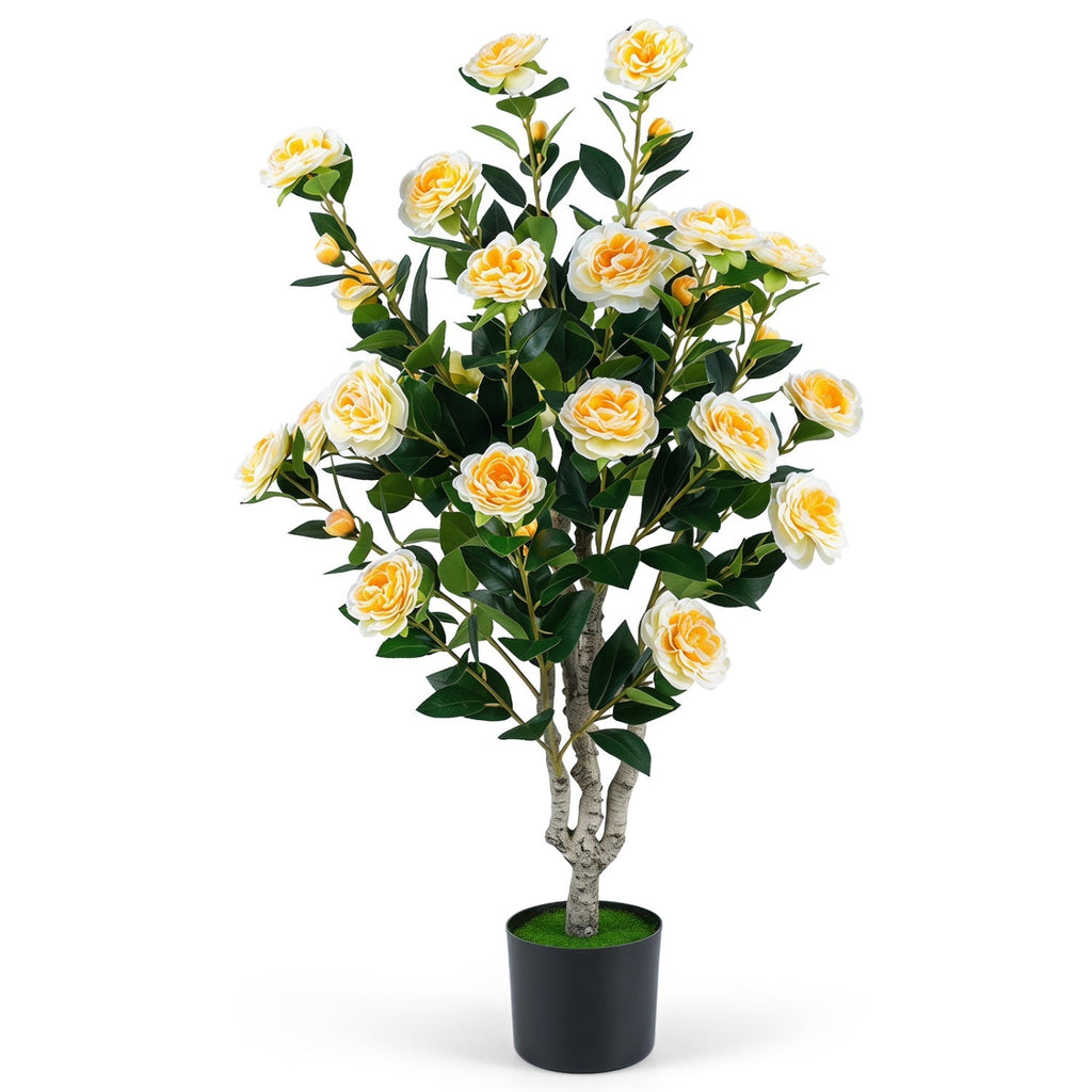 Artificial Camellia Tree 39.5" with Cement Pot