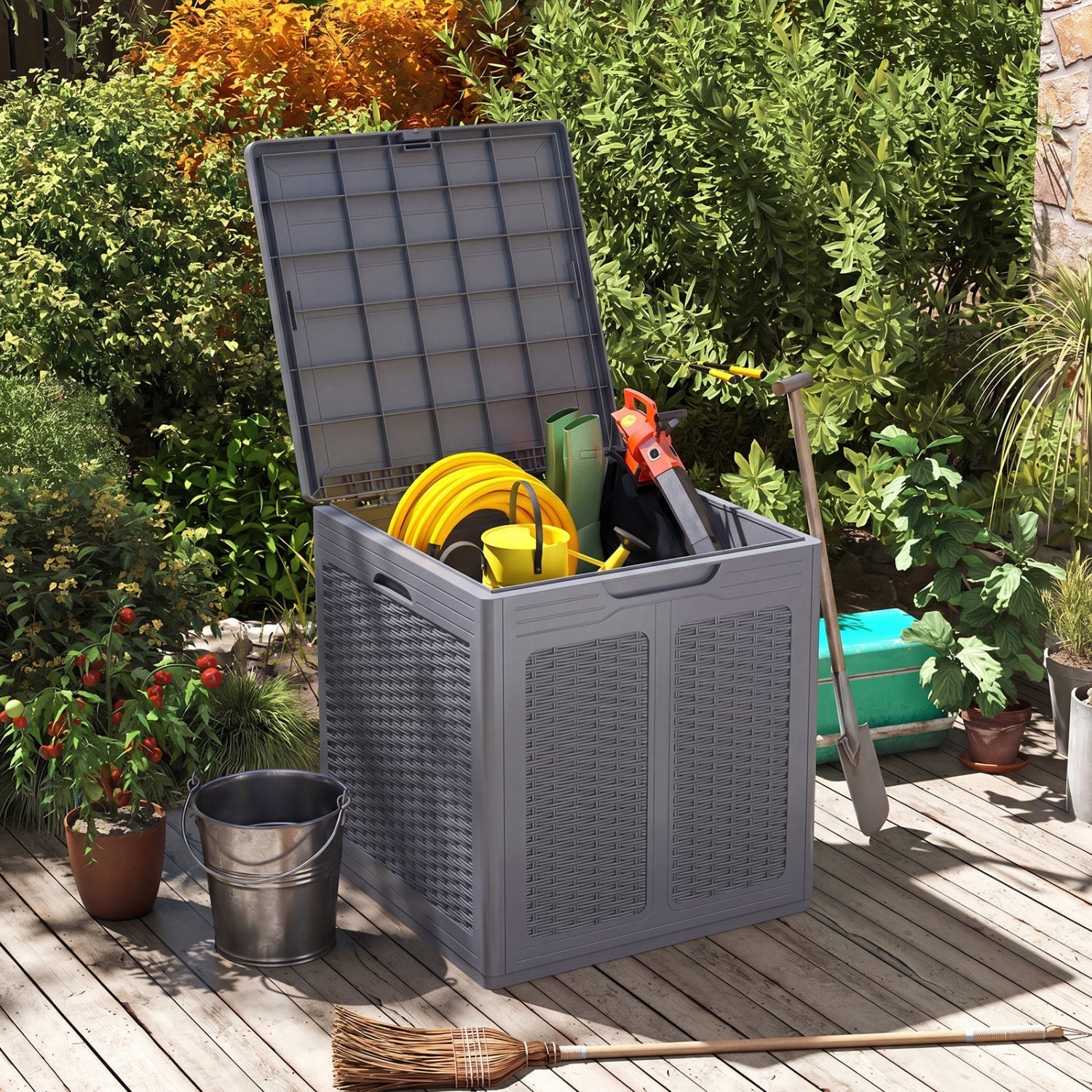 39 Gallon Deck Box with Lockable Lid - Weatherproof Storage