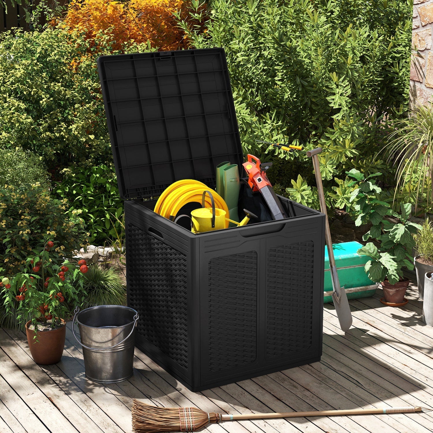 39 Gallon Deck Box with Lockable Lid - Weatherproof Storage