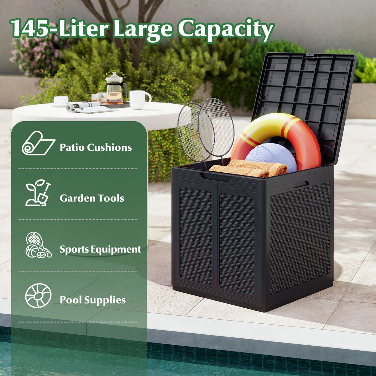 39 Gallon Deck Box with Lockable Lid - Weatherproof Storage
