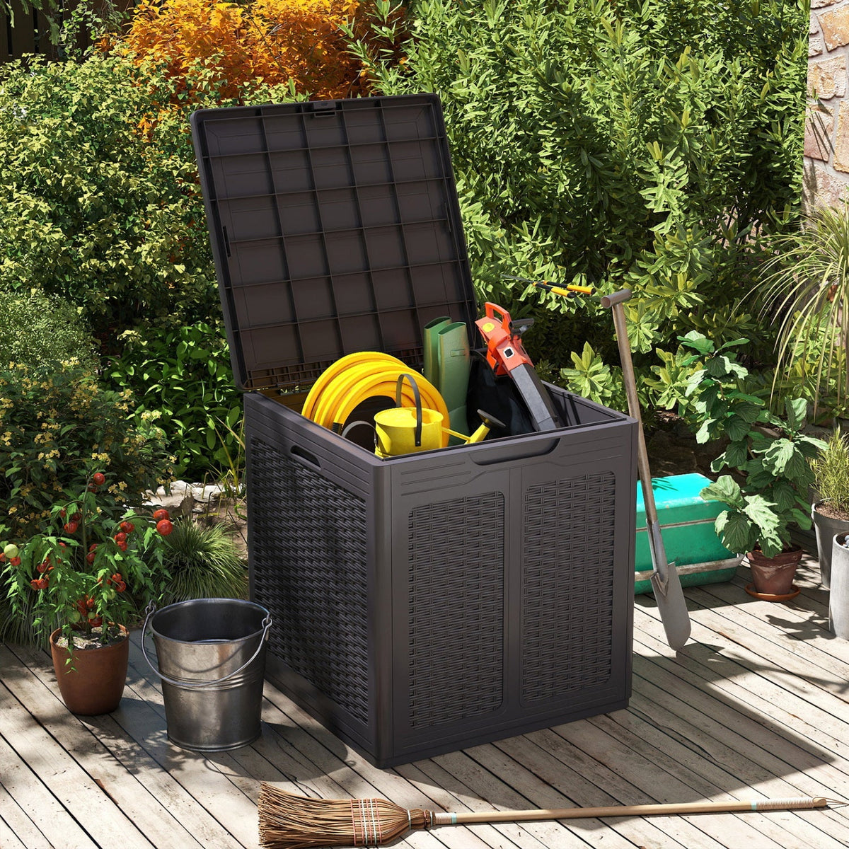 39 Gallon Deck Box with Lockable Lid - Weatherproof Storage